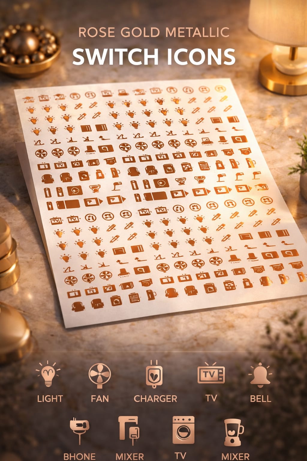 ✨ Luxury Rose Gold EP Metallic Switch Stickers ✨